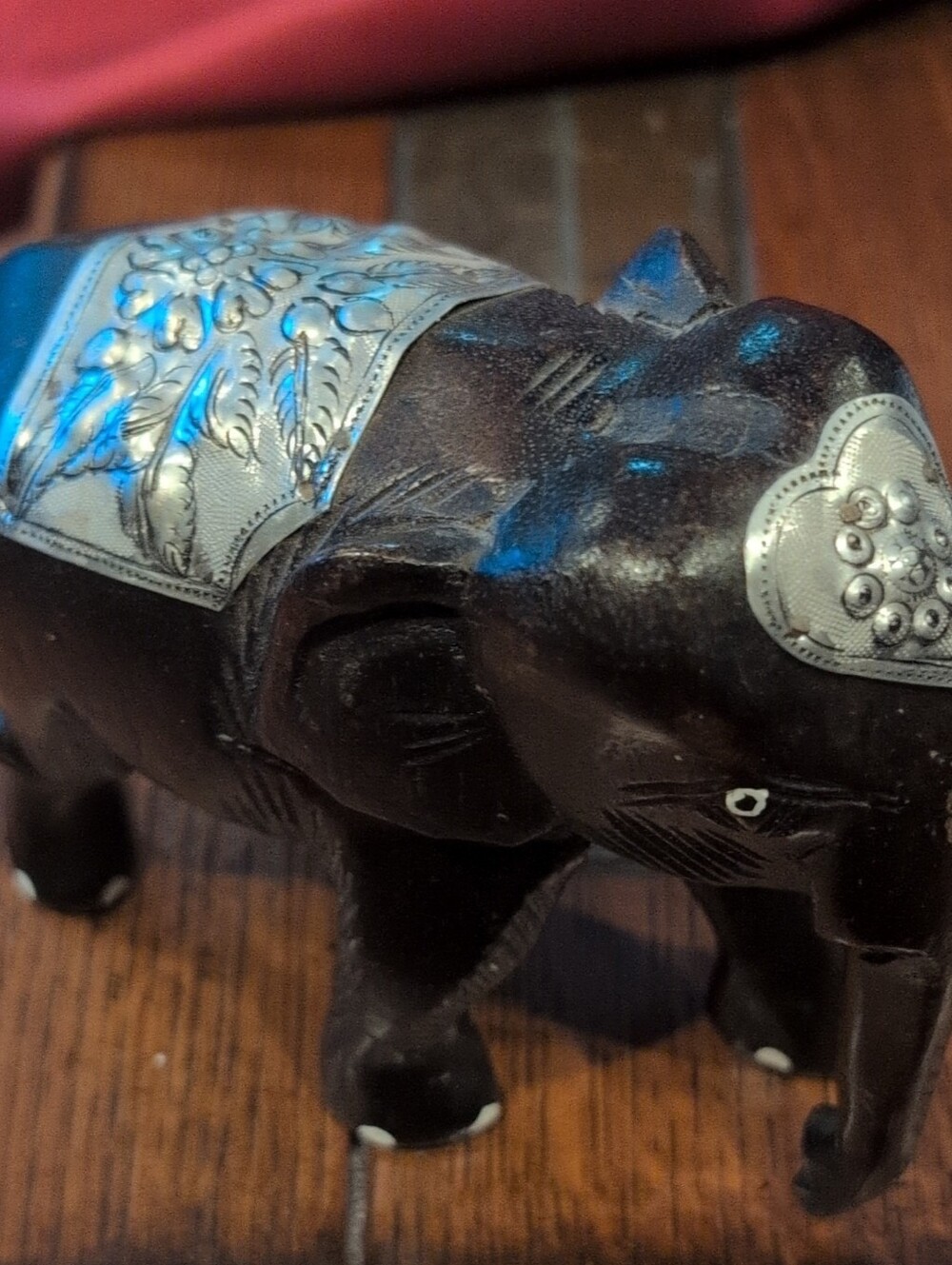 Handcrafted Black Elephant Figurine with Silver Accent